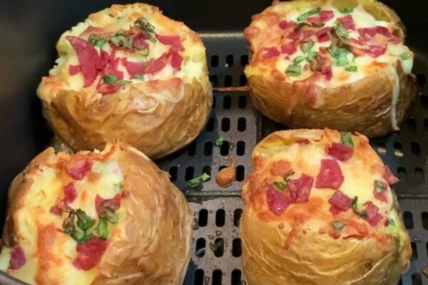 Air-Fried Cheesy Potato, homemade and freshly served
