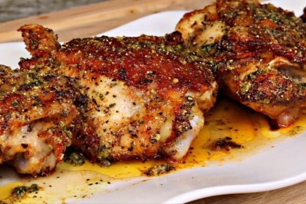 Air-Fried Lemon Pepper Chicken Thighs, homemade and freshly served