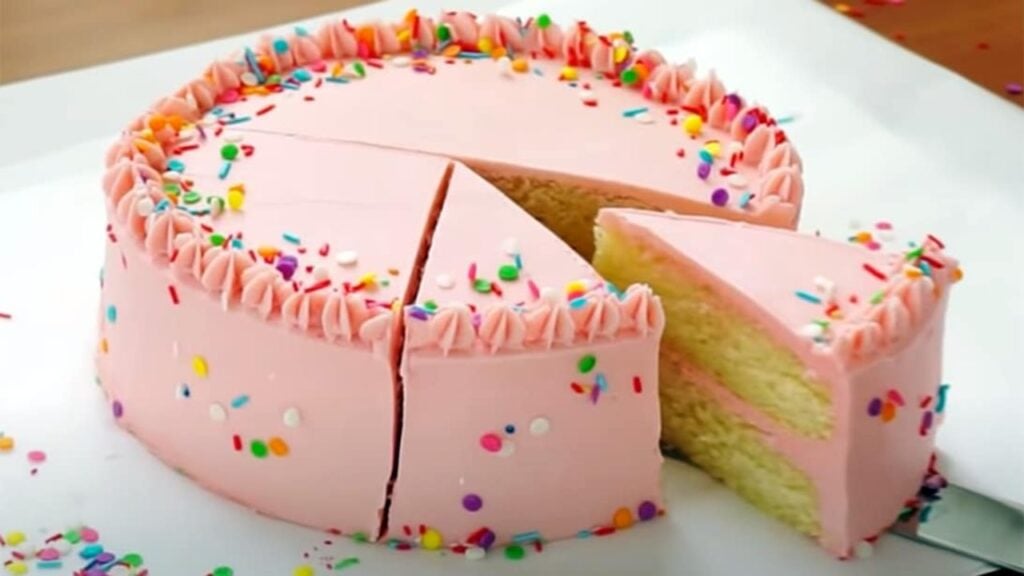 Air Fryer Birthday Cake, homemade and freshly served