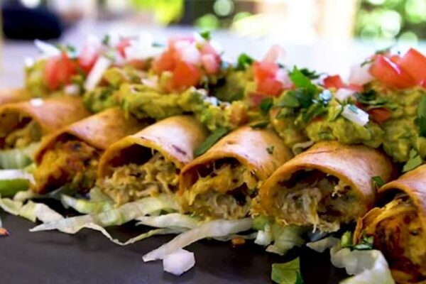 Air Fryer Chicken Taquitos, homemade and freshly served