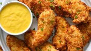 Air Fryer Chicken Tenders and Copycat Chick-Fil-A Sauce, homemade and freshly served
