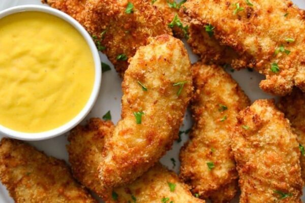 Air Fryer Chicken Tenders and Copycat Chick-Fil-A Sauce, homemade and freshly served