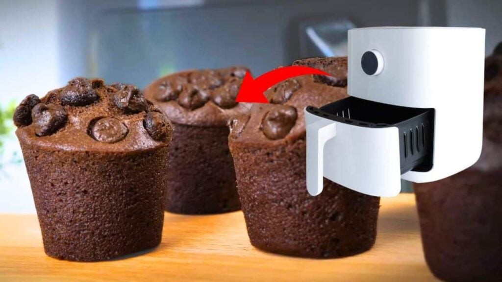 Air Fryer Chocolate Cupcakes, homemade and freshly served