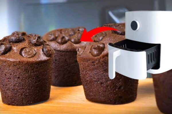 Air Fryer Chocolate Cupcakes, homemade and freshly served