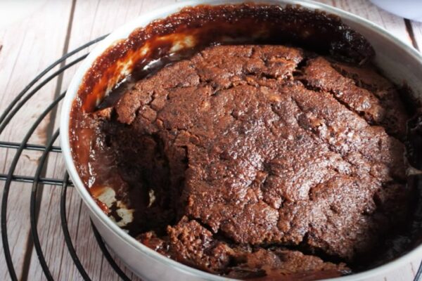 Air Fryer Fudgy Chocolate Cake, homemade and freshly served