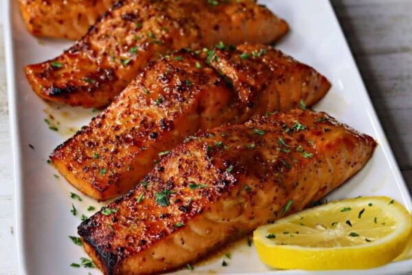 Air Fryer Glazed Salmon, homemade and freshly served