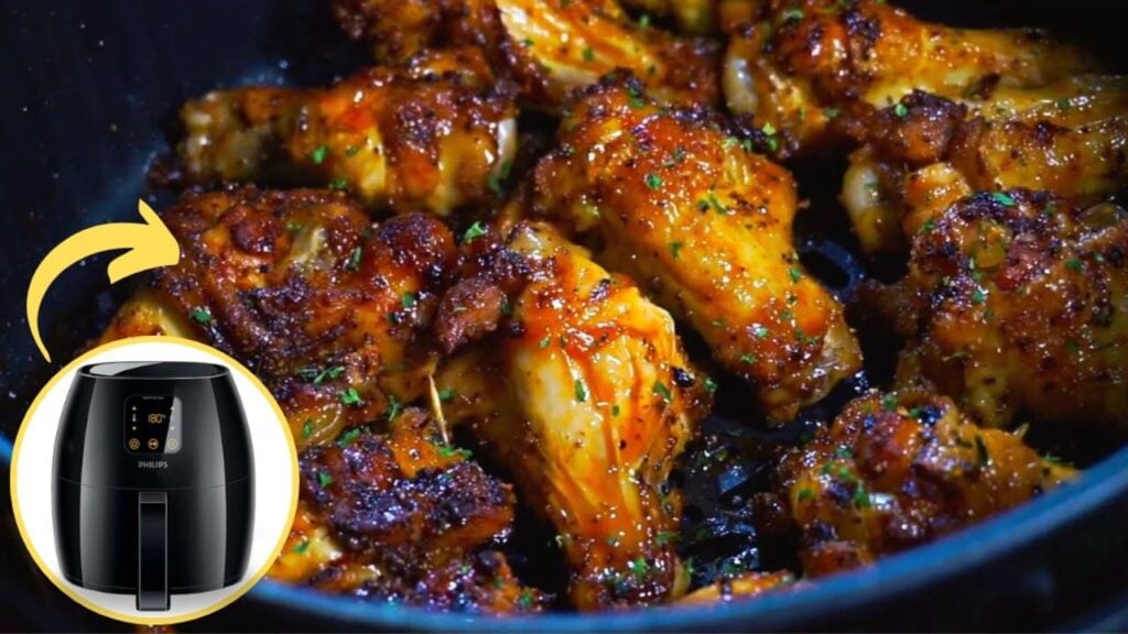 Air-Fryer Honey BBQ Chicken Wings, homemade and freshly served