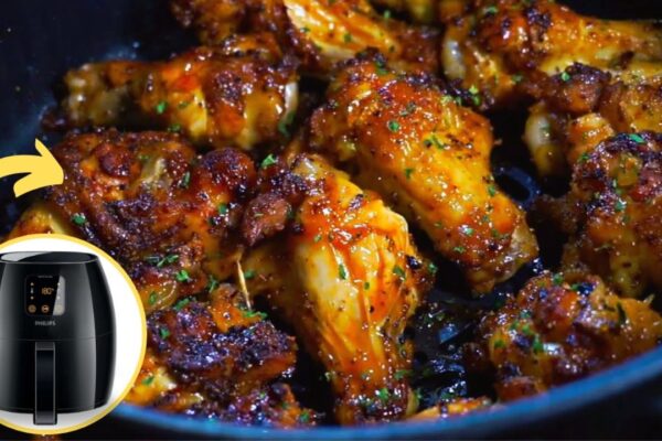 Air-Fryer Honey BBQ Chicken Wings, homemade and freshly served