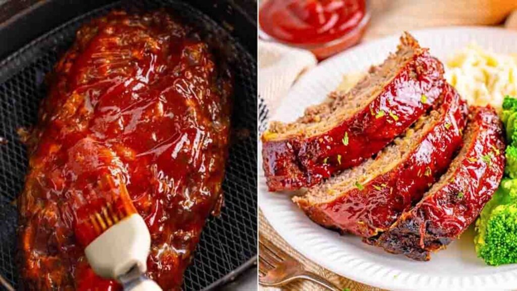 Air Fryer Meatloaf, homemade and freshly served