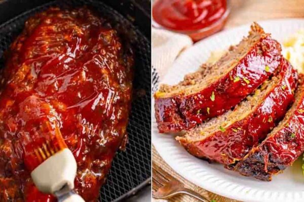 Air Fryer Meatloaf, homemade and freshly served
