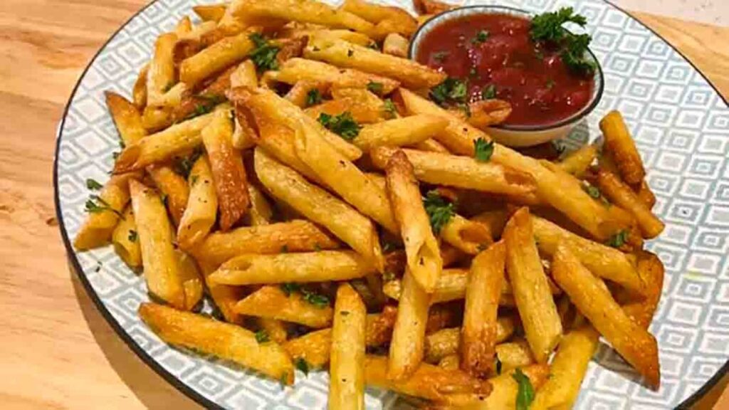 Air Fryer Pasta Chips, homemade and freshly served