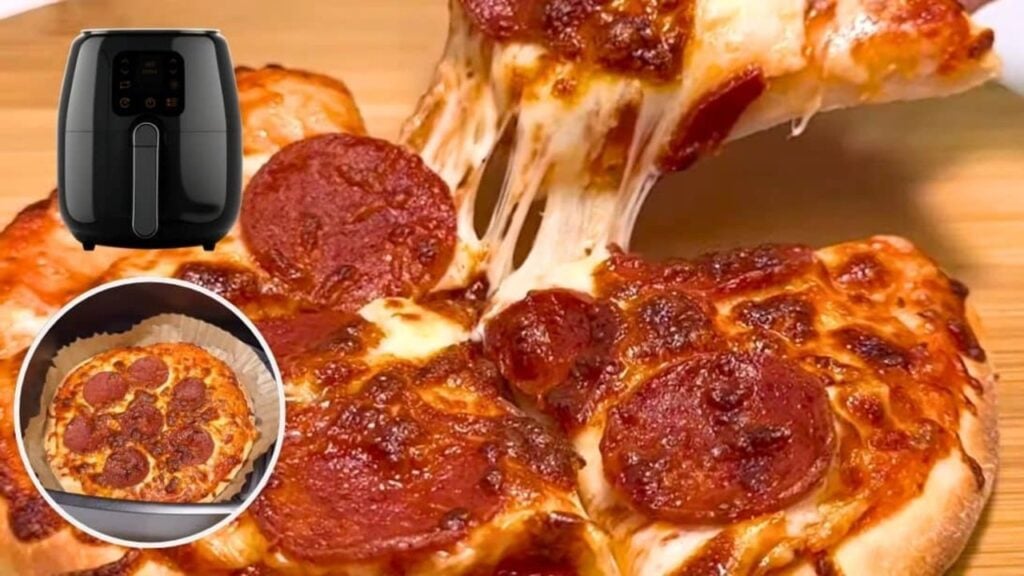 Air Fryer Pepperoni and Cheese Pizza, homemade and freshly served