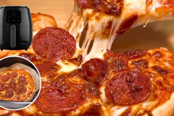 Air Fryer Pepperoni and Cheese Pizza, homemade and freshly served