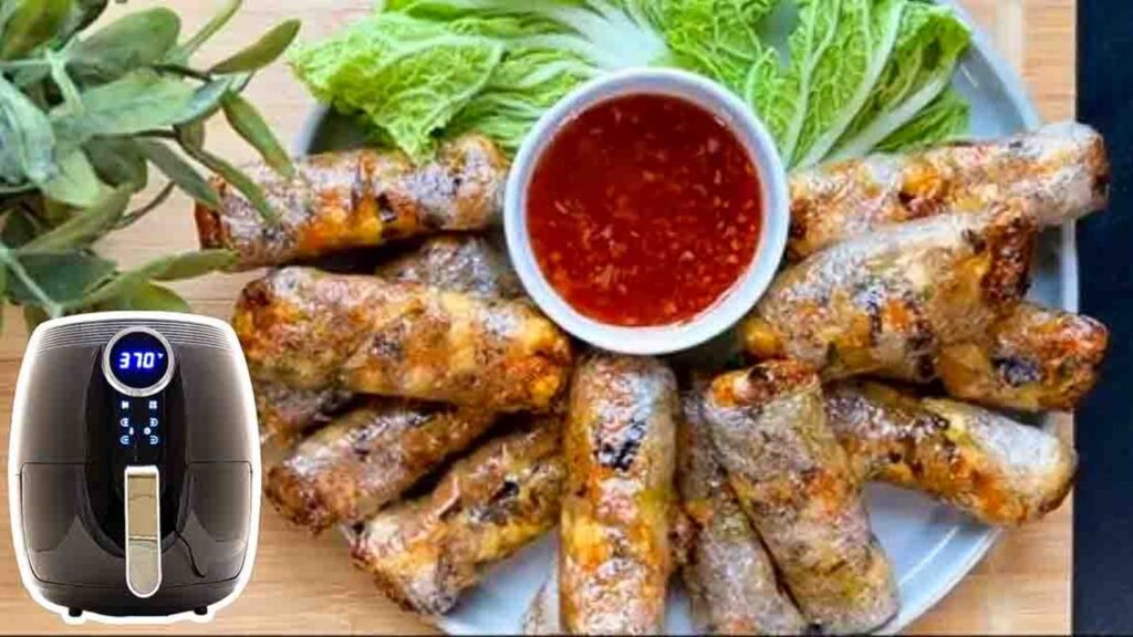Air Fryer Spring Rolls, homemade and freshly served