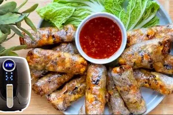 Air Fryer Spring Rolls, homemade and freshly served