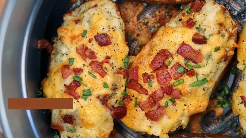 Air Fryer Twice Baked Potatoes, homemade and freshly served