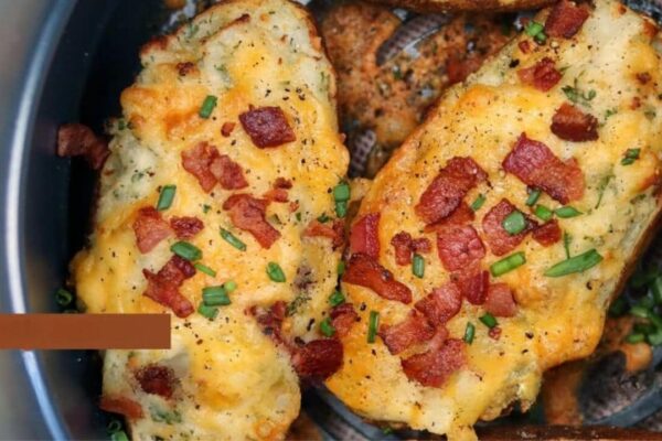 Air Fryer Twice Baked Potatoes, homemade and freshly served