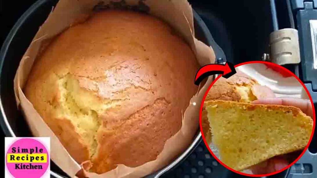 Air Fryer Vanilla Cake, homemade and freshly served