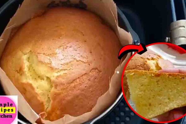 Air Fryer Vanilla Cake, homemade and freshly served