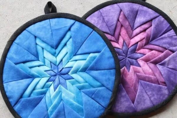 Finished Amish Folded Star Quilted Hot Pad, a completed DIY project