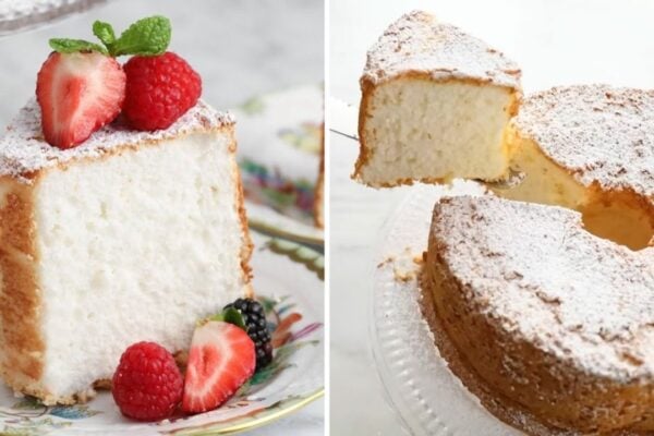 Angel Food Cake, homemade and freshly served