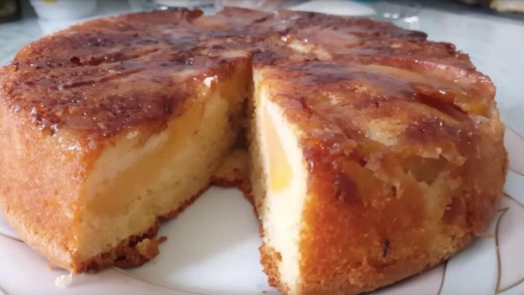 Apple Upside Down Cake, homemade and freshly served