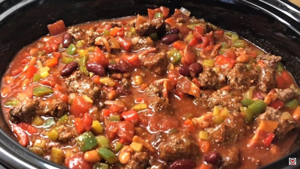 Award-Winning Slow Cooker Chili, homemade and freshly served