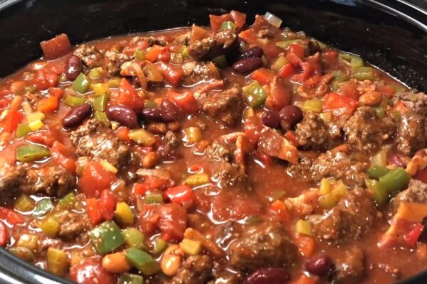 Award-Winning Slow Cooker Chili, homemade and freshly served