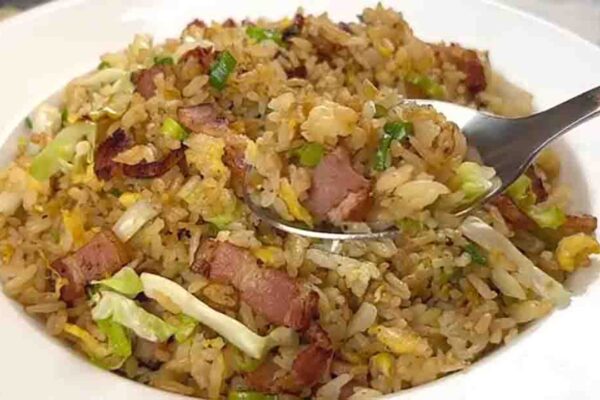 Bacon And Cabbage Fried Rice, homemade and freshly served