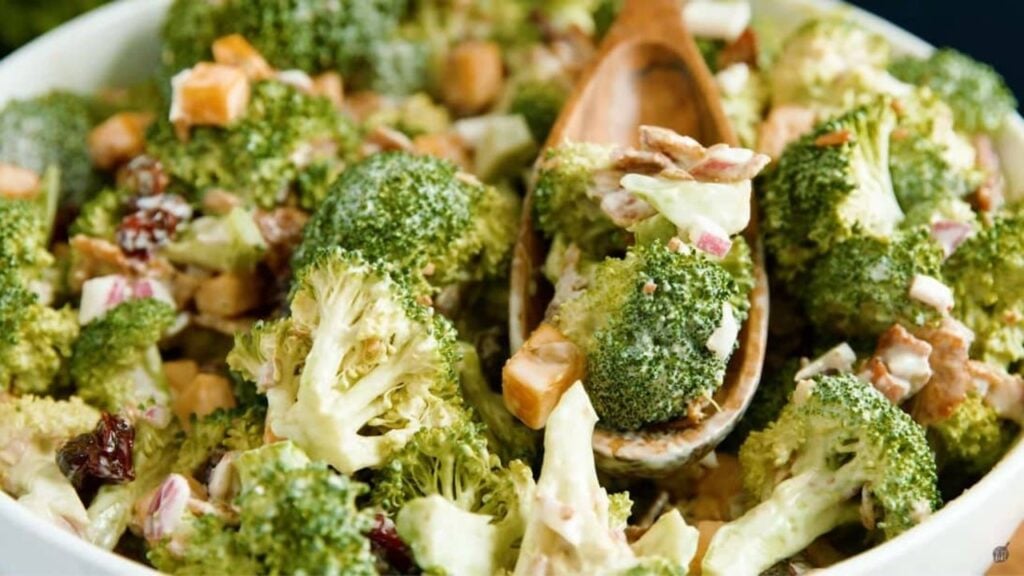 Bacon Broccoli Salad With Homemade Sauce, homemade and freshly served