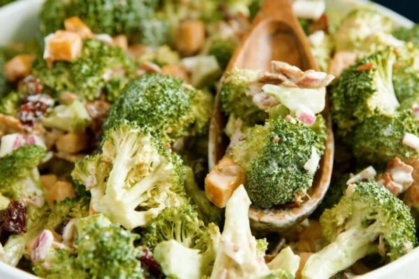 Bacon Broccoli Salad With Homemade Sauce, homemade and freshly served