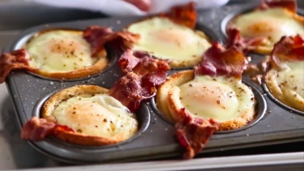 Bacon Egg Toast Cups, homemade and freshly served