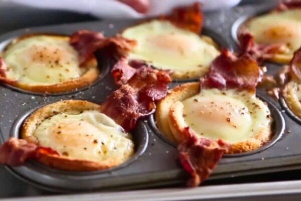 Bacon Egg Toast Cups, homemade and freshly served