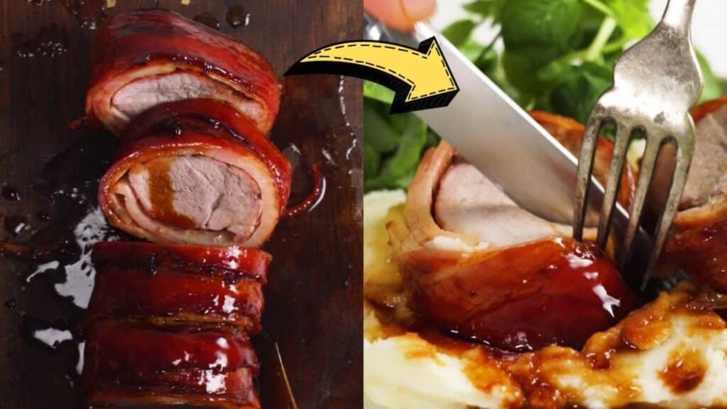 5-Ingredient Bacon Wrapped Pork Tenderloin, homemade and freshly served