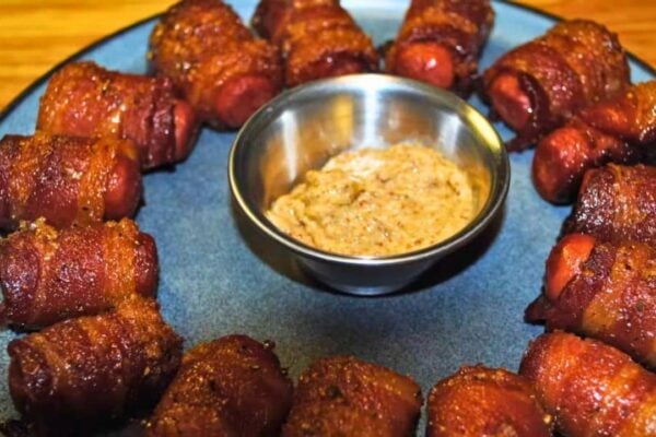 Bacon Wrapped Sweet and Spicy Lil’ Smokies, homemade and freshly served