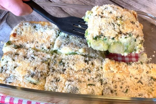 Baked Brussels Sprouts Casserole, homemade and freshly served