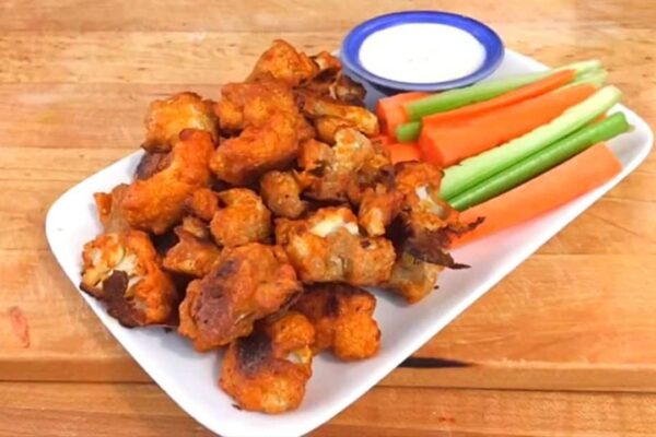 Baked Buffalo Cauliflower Bites, homemade and freshly served