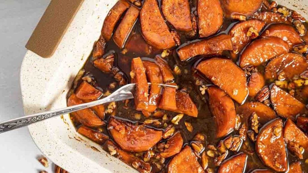 Baked Candied Yams, homemade and freshly served