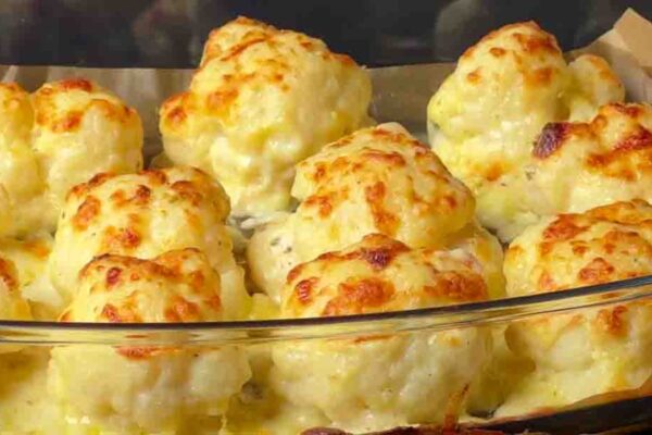 Baked Cauliflower Casserole, homemade and freshly served