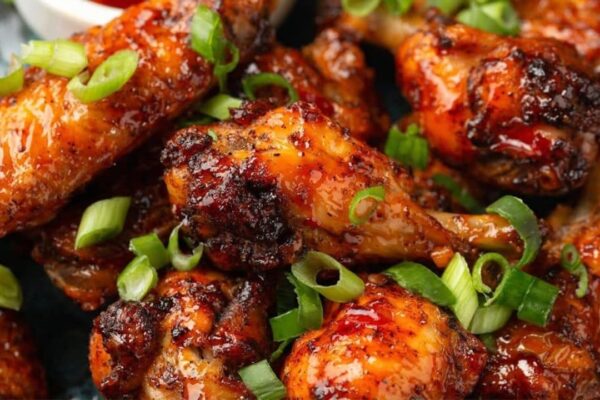 Baked Chicken Wings With Sweet Chili Sauce, homemade and freshly served