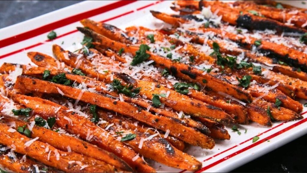 Baked Sweet Potato Fries, homemade and freshly served
