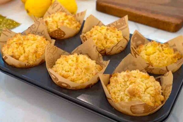 Bakery-Style Lemon Muffins, homemade and freshly served