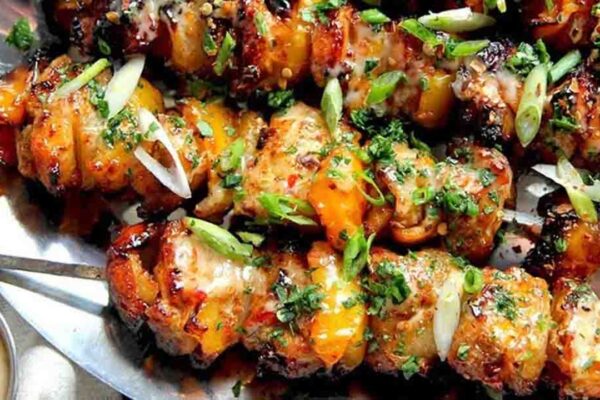 Bang Bang Chicken Skewers, homemade and freshly served