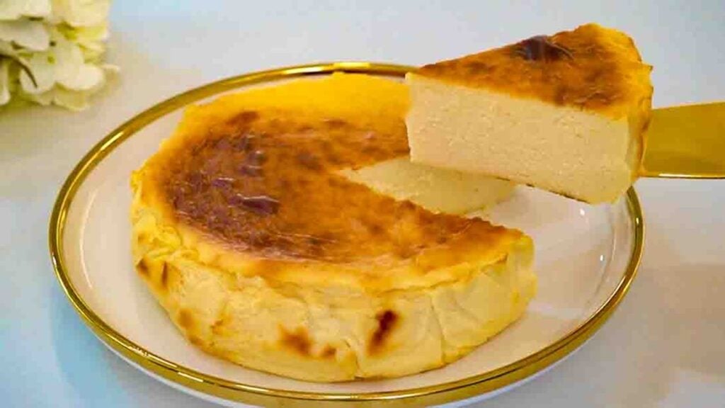 3-Ingredient Basque Cheesecake, homemade and freshly served