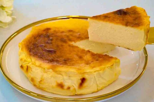 3-Ingredient Basque Cheesecake, homemade and freshly served