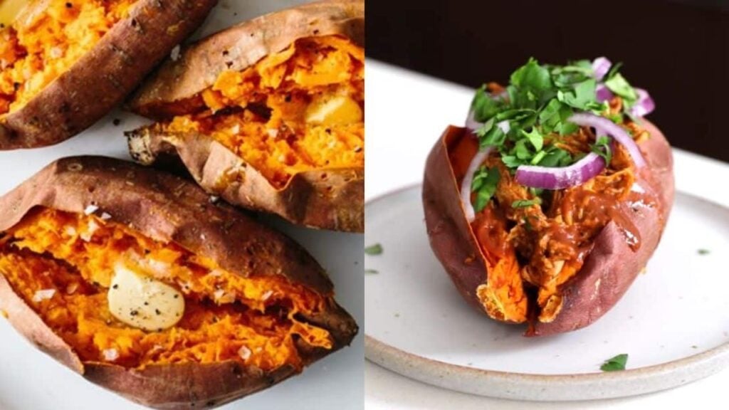 BBQ Chicken Stuffed Sweet Potatoes, homemade and freshly served