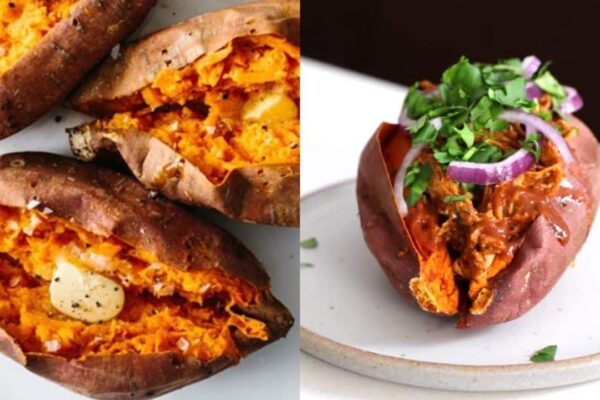BBQ Chicken Stuffed Sweet Potatoes, homemade and freshly served