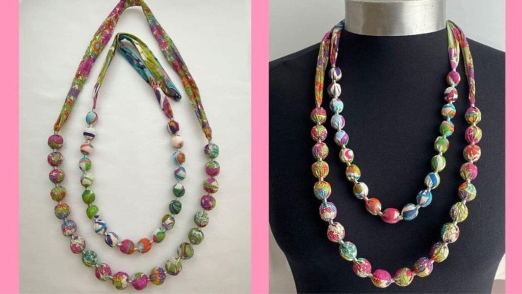 Finished Beautiful Liberty Fabric Beads Necklace DIY, a completed DIY project
