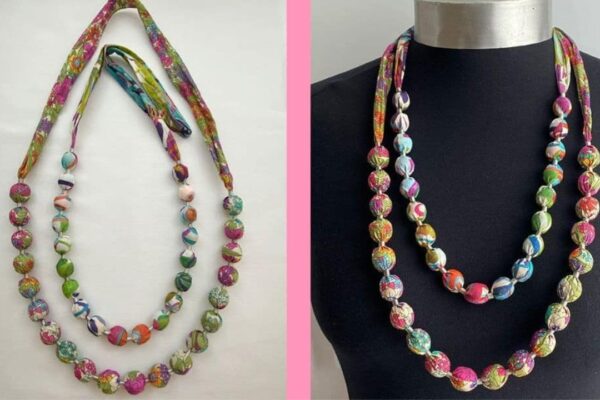 Finished Beautiful Liberty Fabric Beads Necklace DIY, a completed DIY project