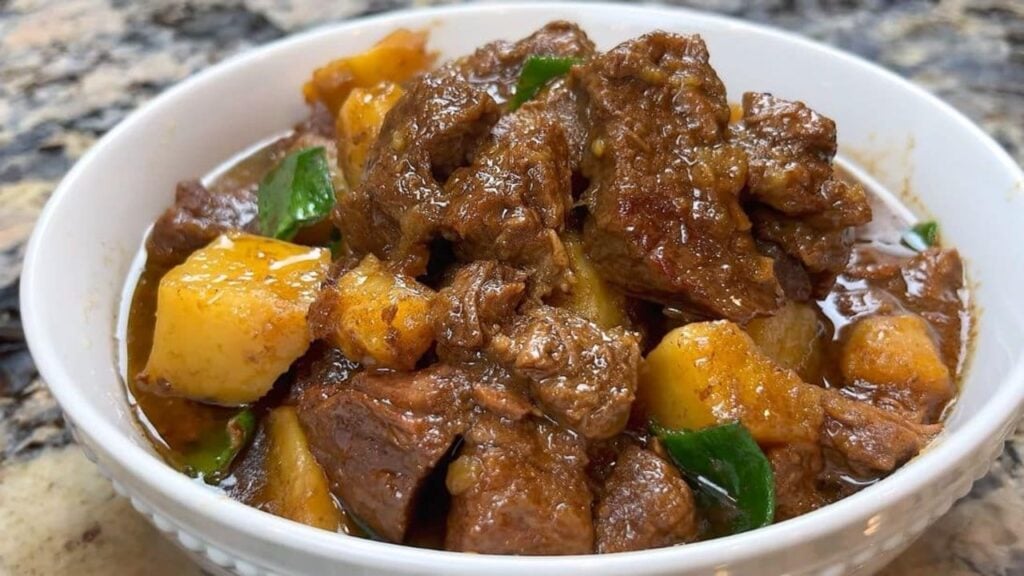 Beef and Potato Stew, homemade and freshly served